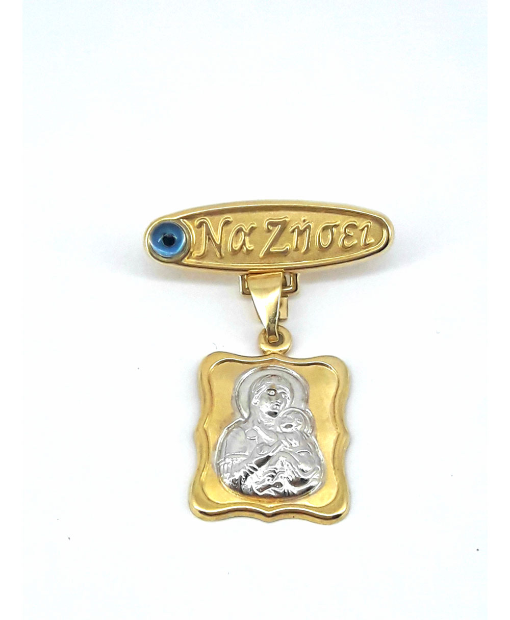 Safety pin with Mother of God