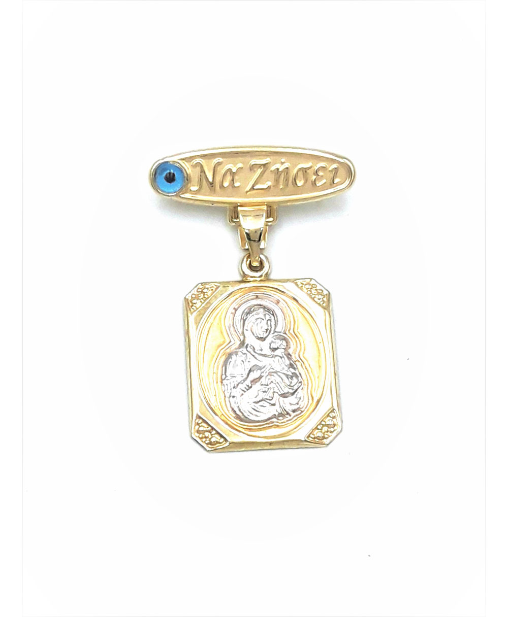 Safety pin with Mother of God