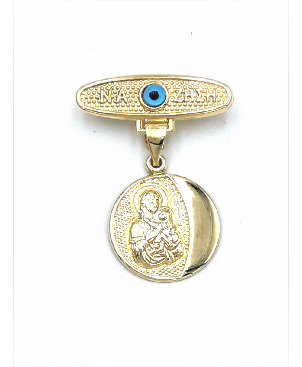 Safety pin with Mother of God
