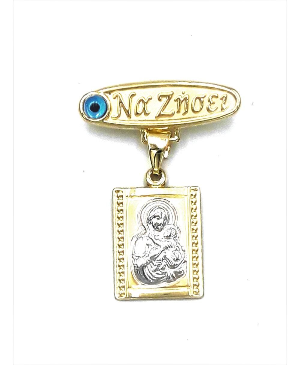 Safety pin with Mother of God